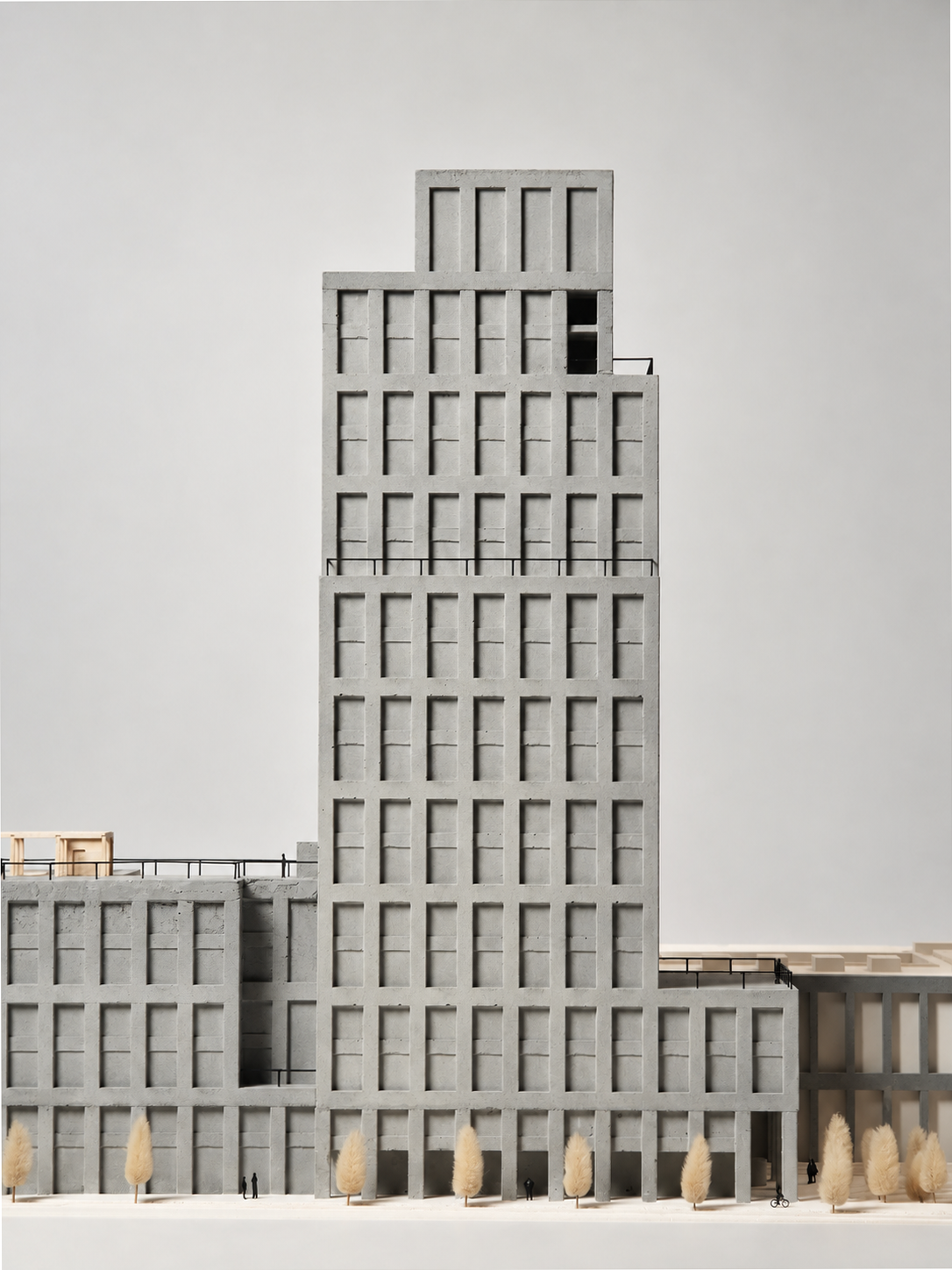Čelní pohled - betonový a sádrový architektonický model inovačního centra Incuba NEXT, Adept měřítko 1:150